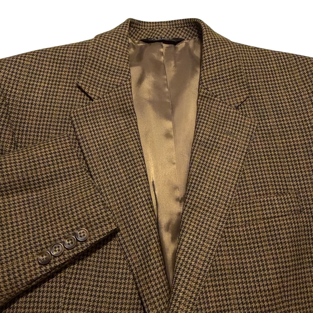 Jos A Bank Mens 41R Brown Houndstooth 100% Wool 2-Button Sport Coat Blazer